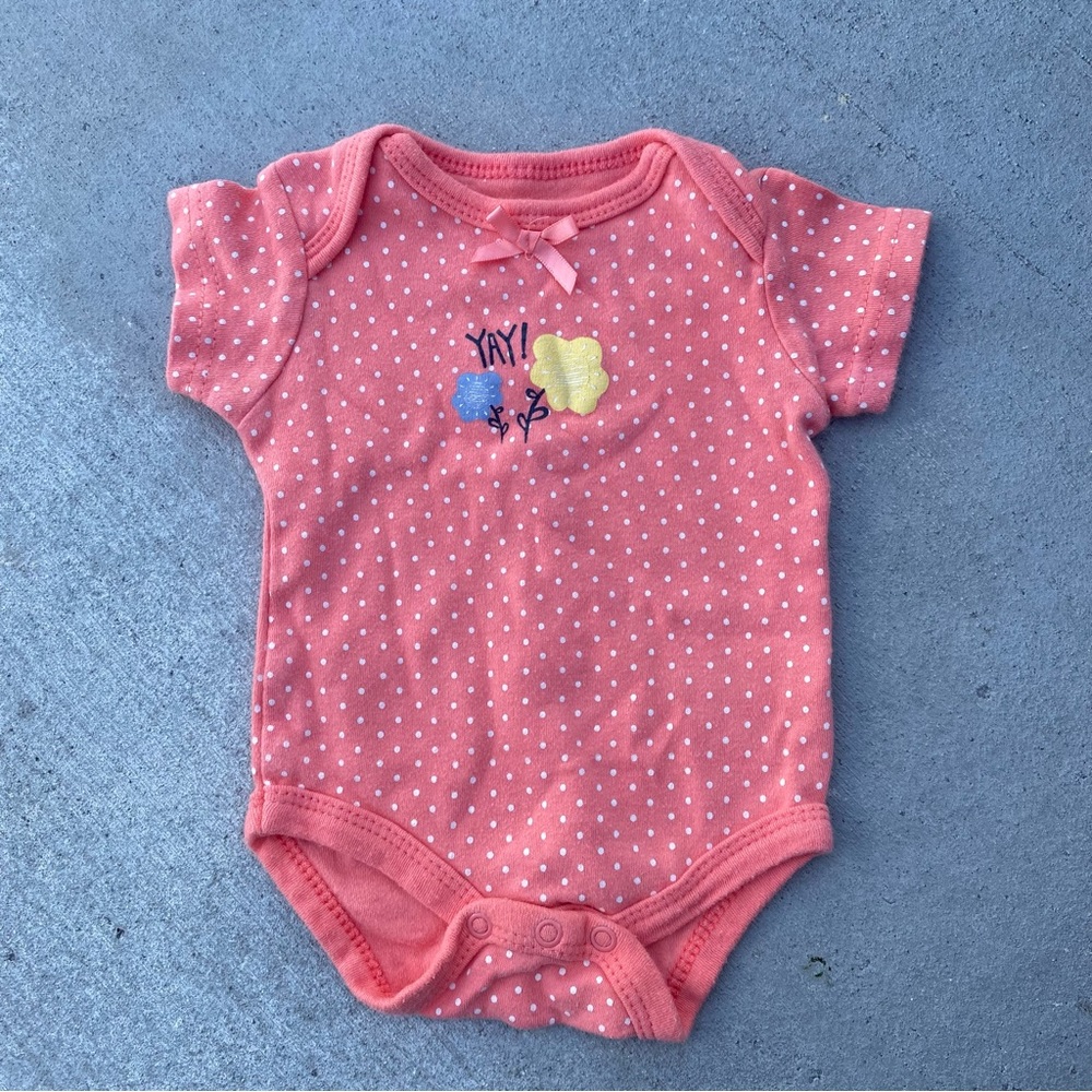 Baby Gear Yay! Coral Polka Dot Onesie